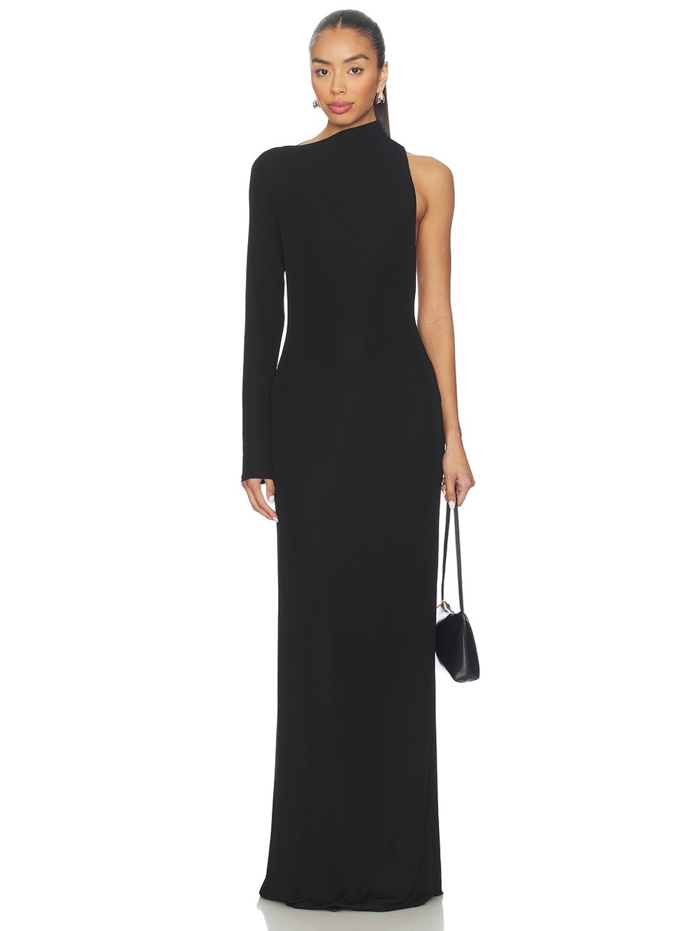 NBD Revolve The Kimaya Black One Long Sleeve Cut Out Backless Gown Small NWT